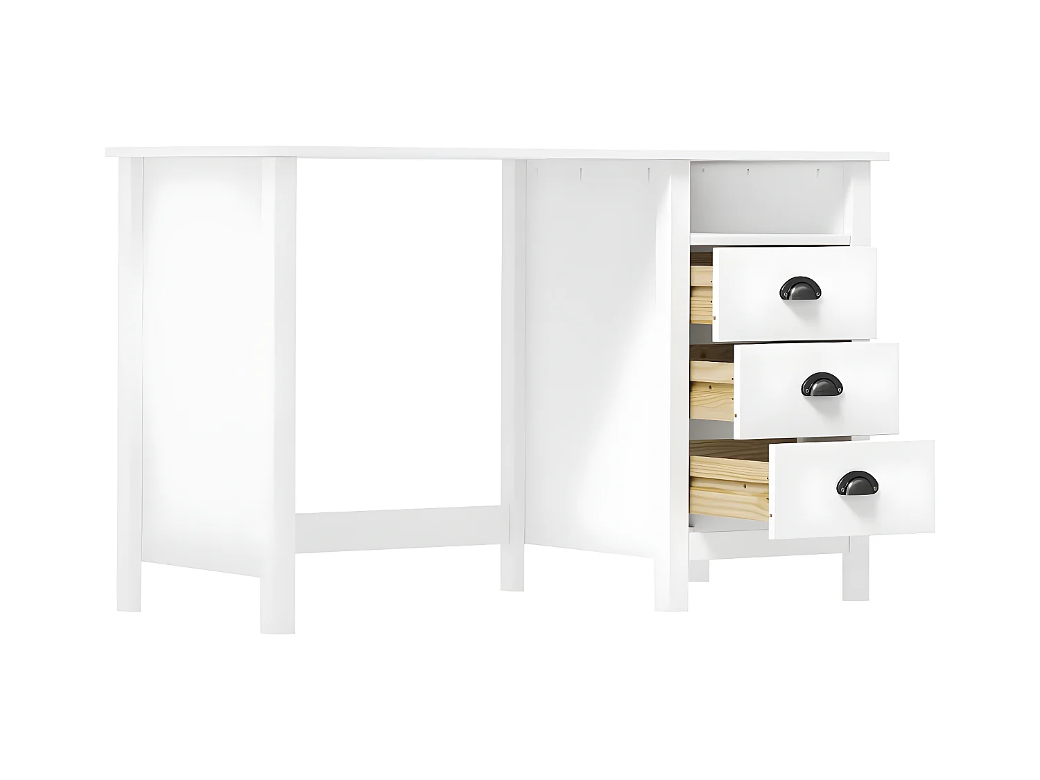 Bureau Hill avec 3 tiroirs 120x50x74 cm Bois pin massif