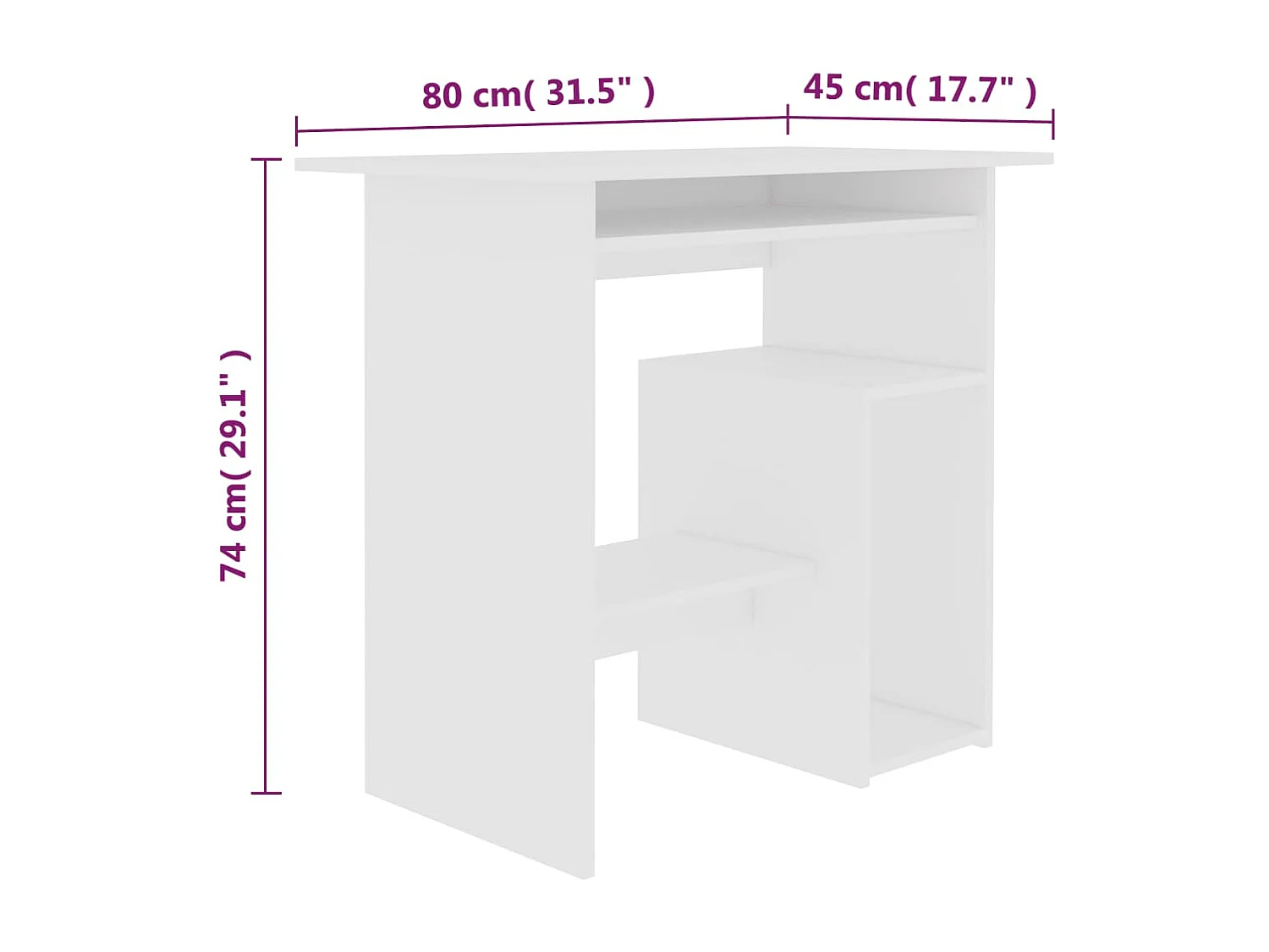 Bureau Blanc 80 x 45 x 74 cm Aggloméré