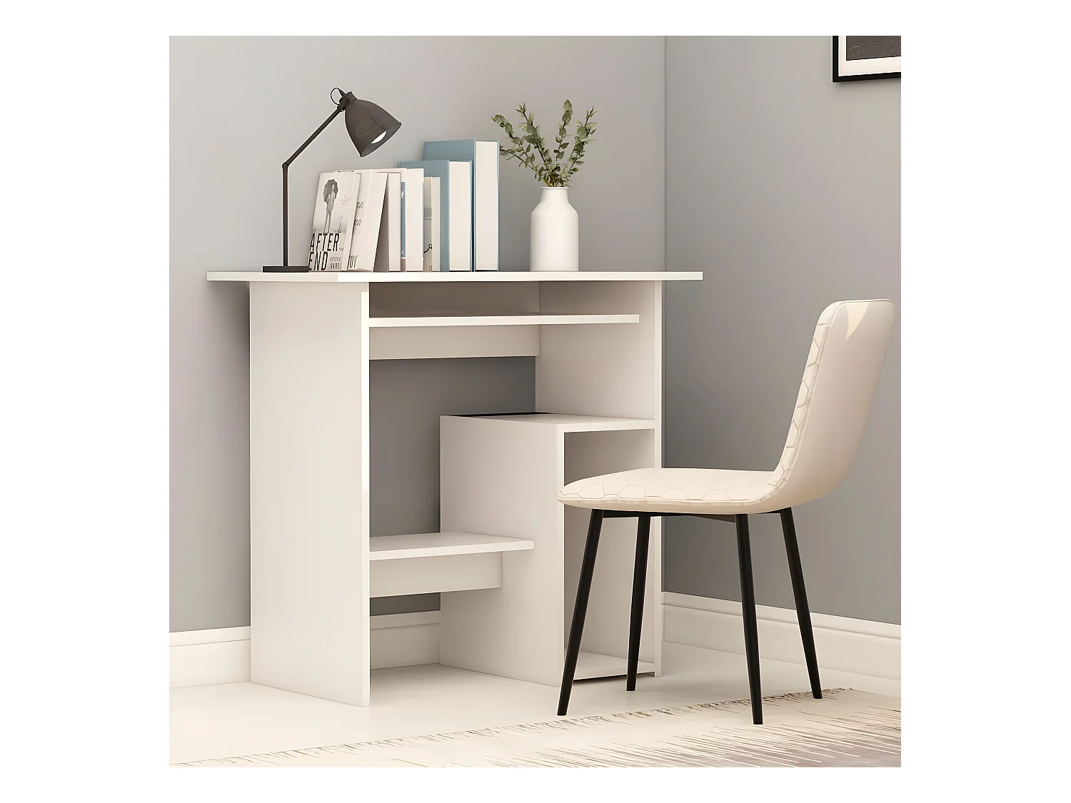 Escritorio de madera contrachapada blanco 80x45x74 cm