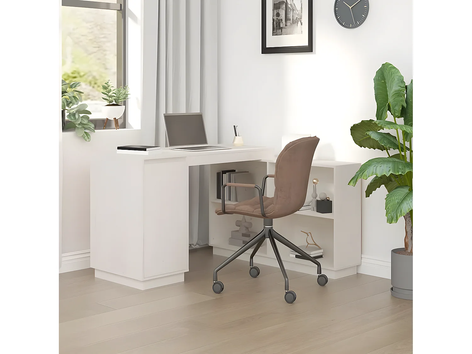 Bureau Blanc 110x50x75 cm Bois massif de pin