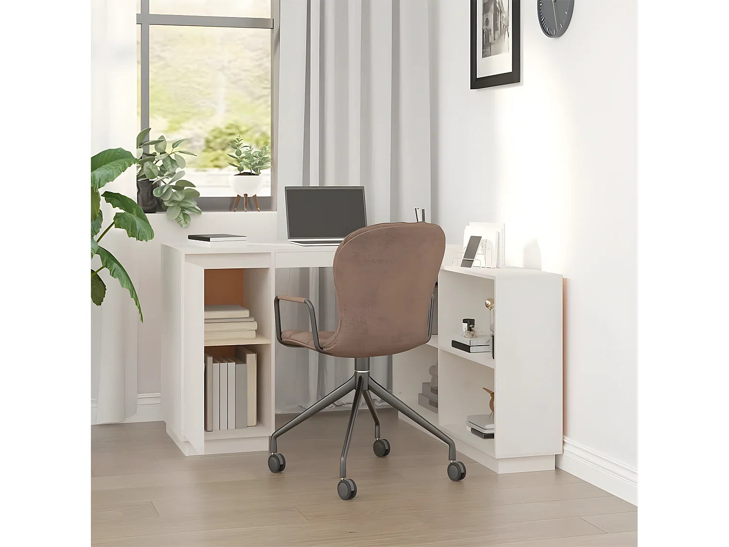 Bureau Blanc 110x50x75 cm Bois massif de pin