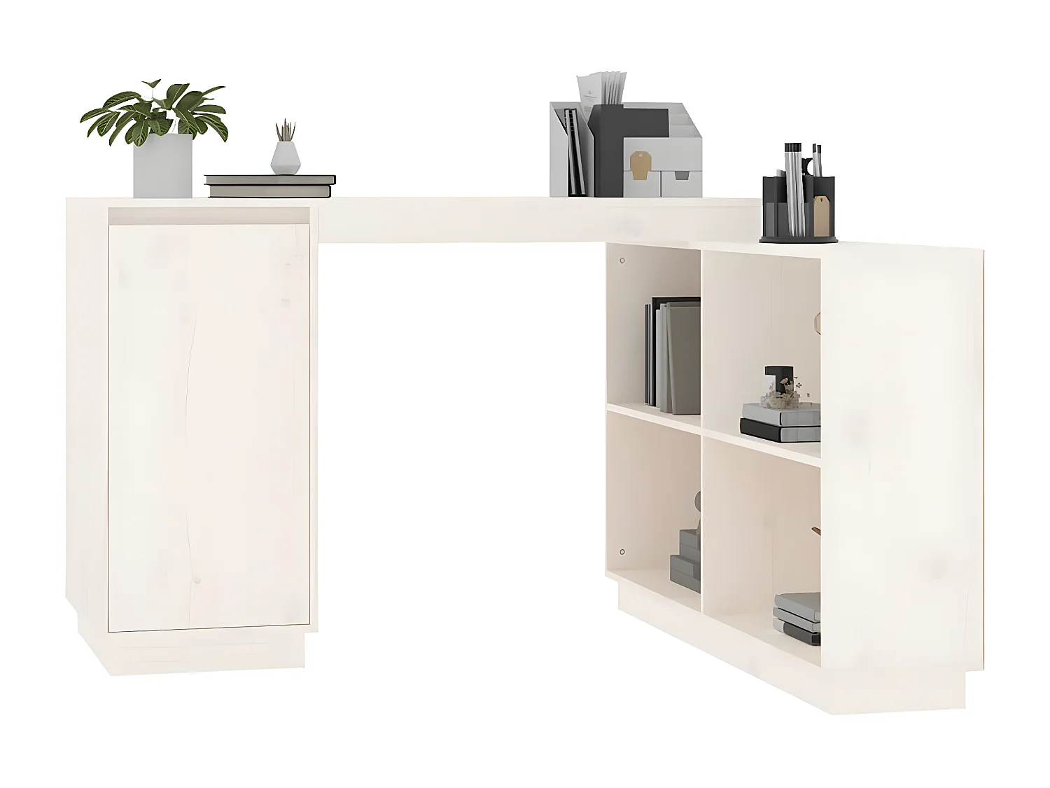 Bureau Blanc 110x50x75 cm Bois massif de pin