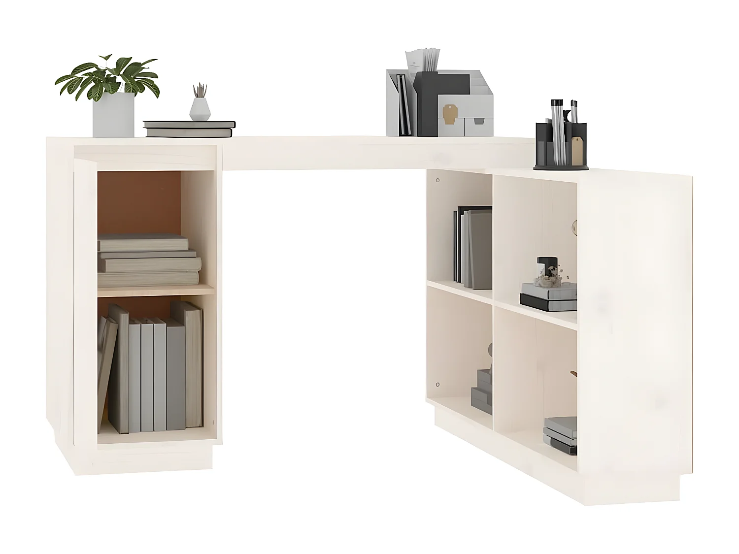 Bureau Blanc 110x50x75 cm Bois massif de pin
