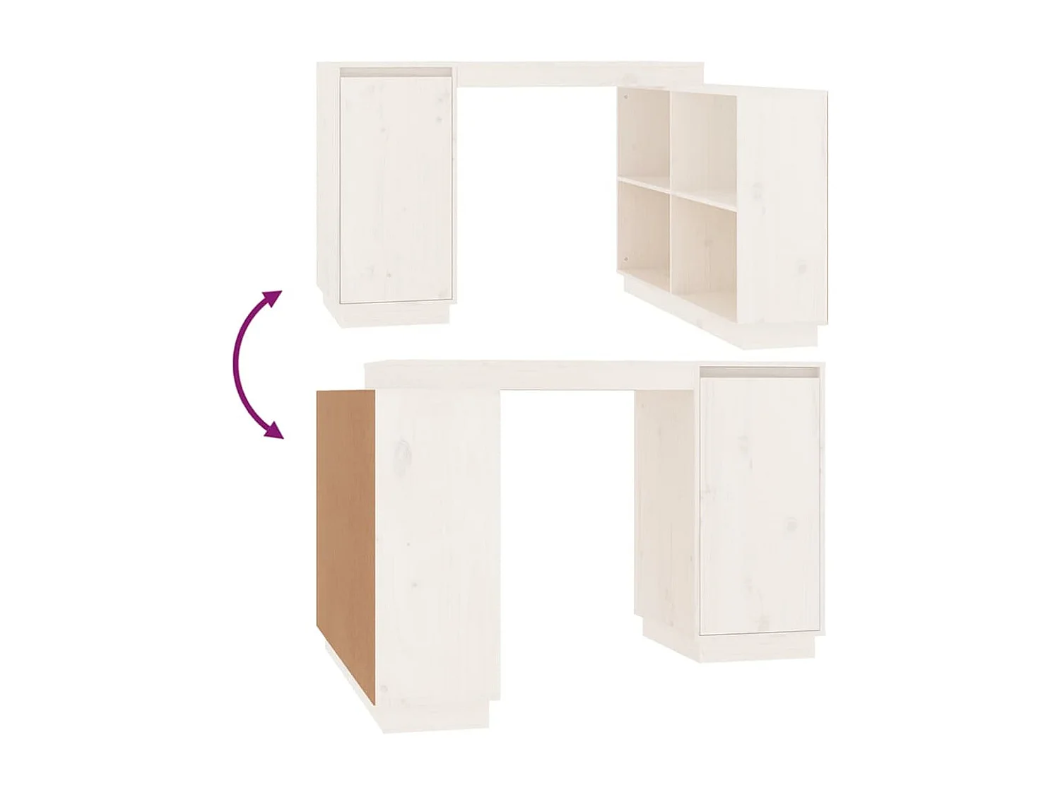 Bureau Blanc 110x50x75 cm Bois massif de pin