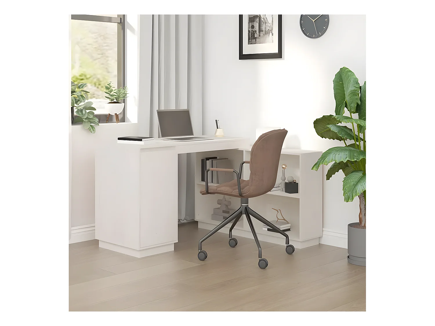 Bureau Blanc 110x50x75 cm Bois massif de pin