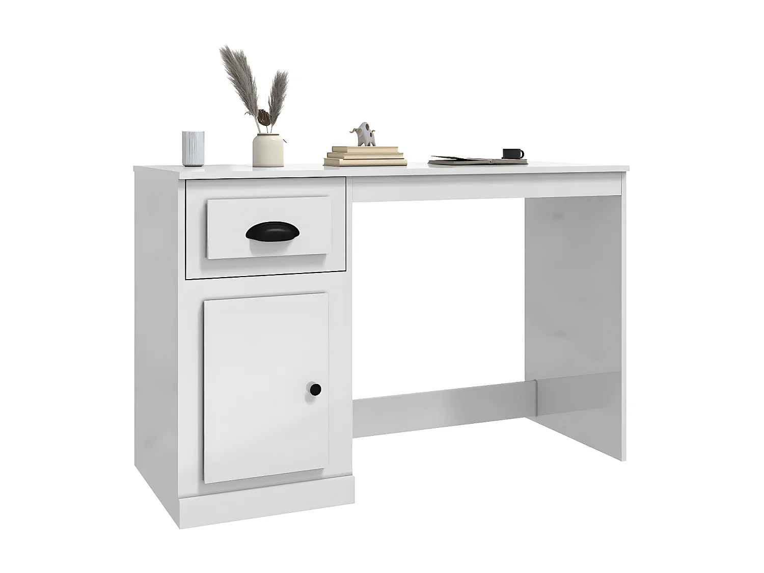 Escritorio cajón madera contrachapada blanco brillo 115x50x75cm