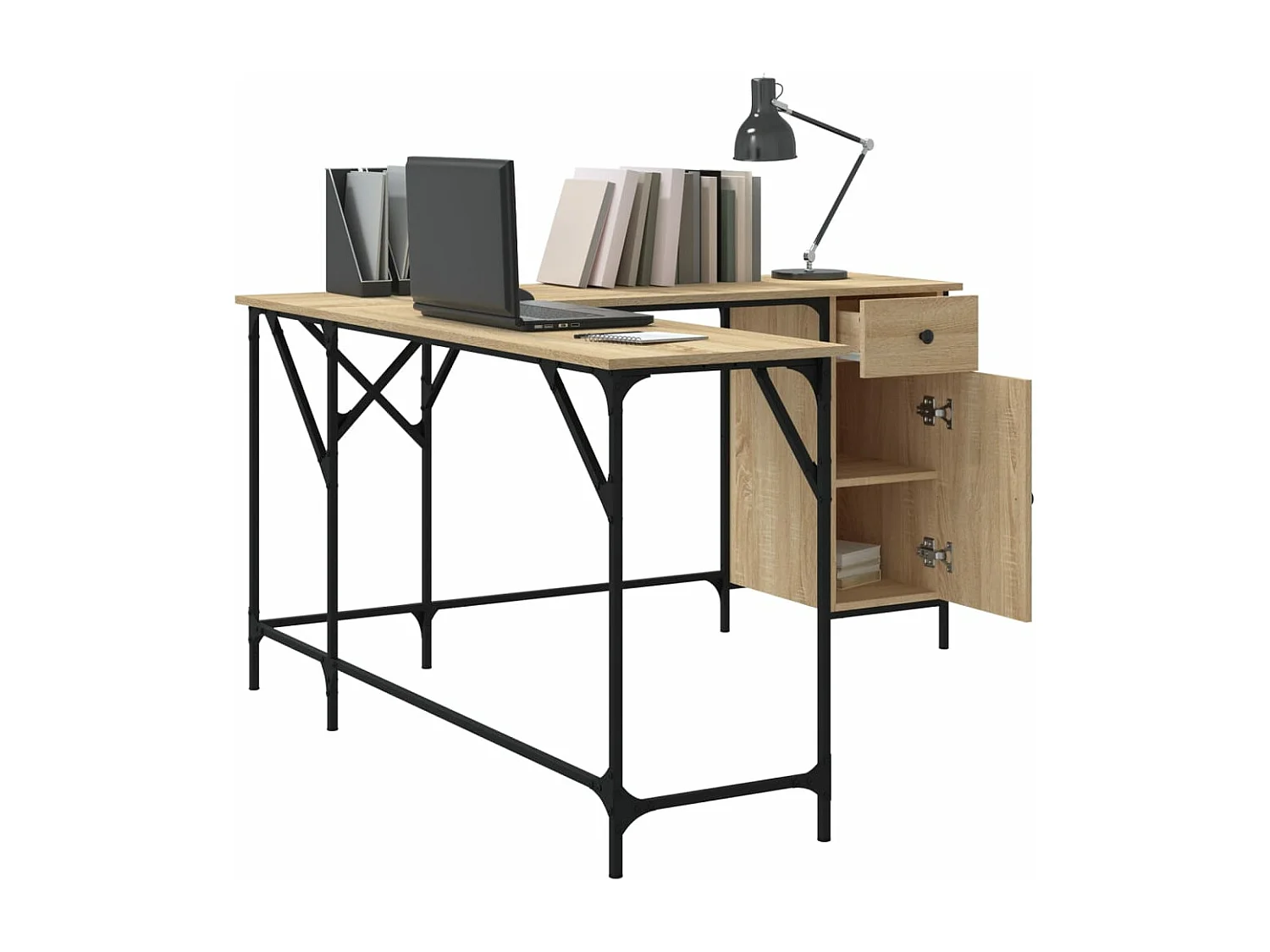 Bureau 141x141x75 cm bewerkt hout sonoma eikenkleurig