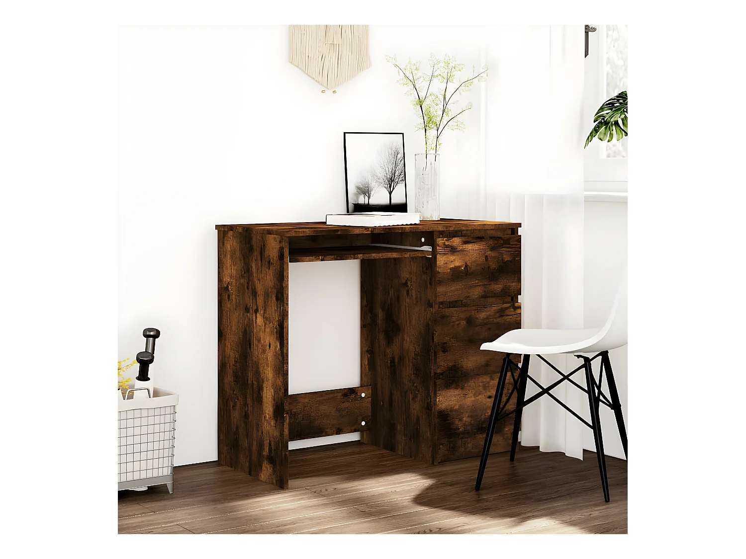 Bureau Chêne fumé 90x45x76 cm Bois d'ingénierie