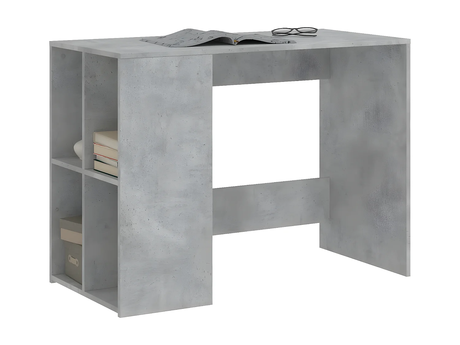 Bureau gris béton 102x50x75 cm bois d'ingénierie