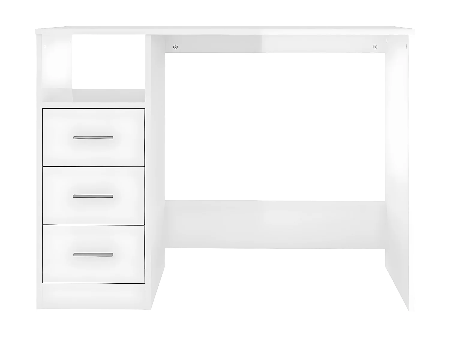 Bureau et tiroirs Blanc brillant 102x50x76 cm Bois d'ingénierie