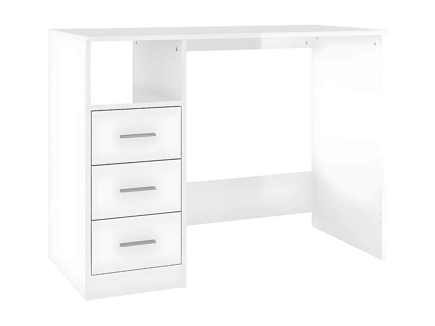 Bureau et tiroirs Blanc brillant 102x50x76 cm Bois d'ingénierie