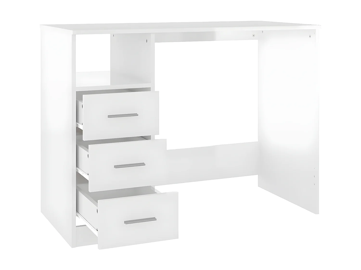 Bureau et tiroirs Blanc brillant 102x50x76 cm Bois d'ingénierie