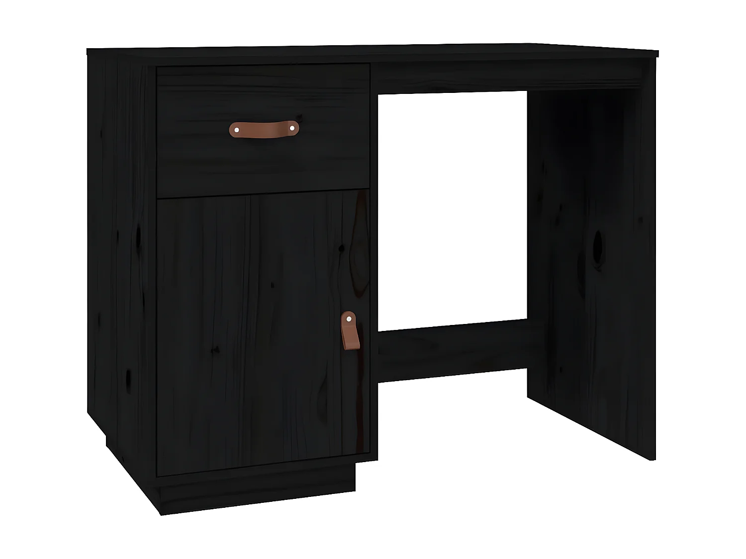 Bureau avec armoires Noir 135x50x75 cm Bois massif de pin