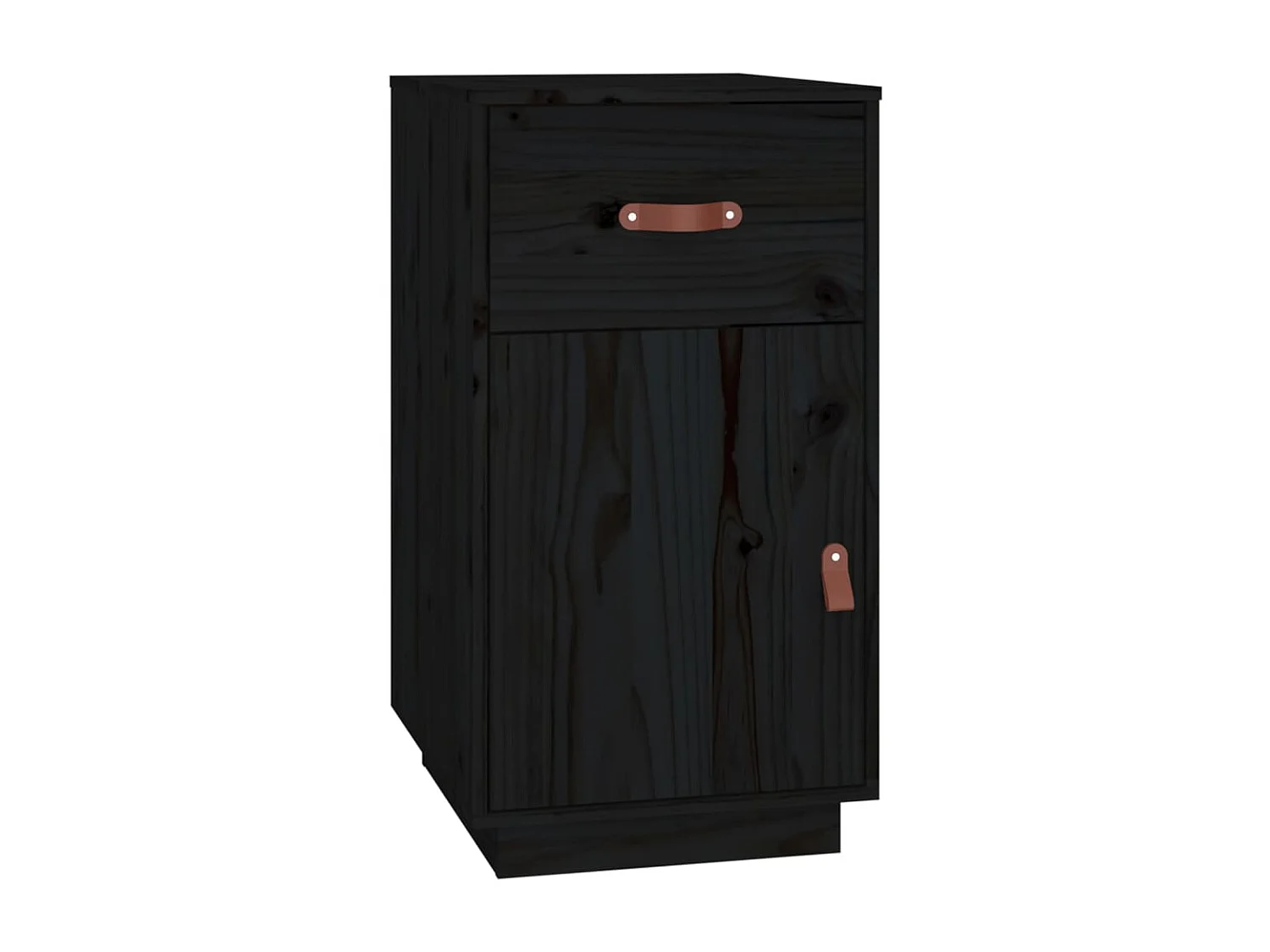Bureau avec armoires Noir 135x50x75 cm Bois massif de pin