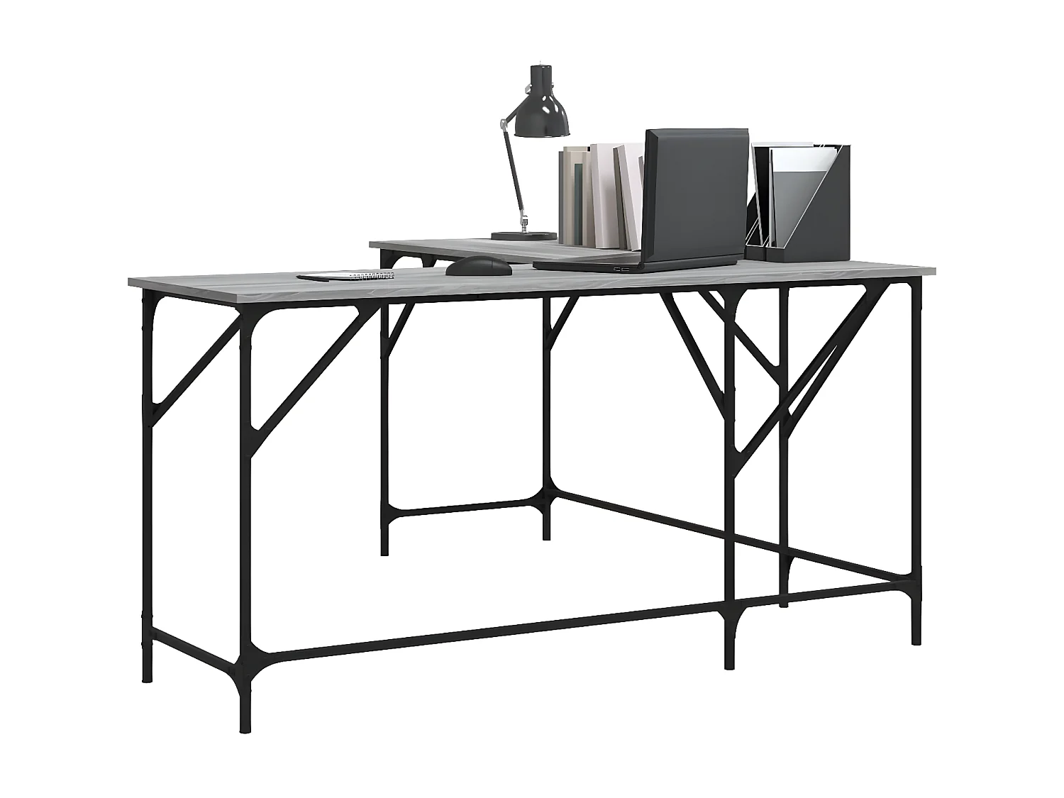 Bureau sonoma gris 149x149x75 cm bois d'ingénierie