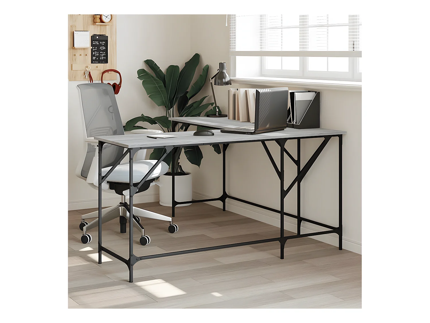 Bureau sonoma gris 149x149x75 cm bois d'ingénierie