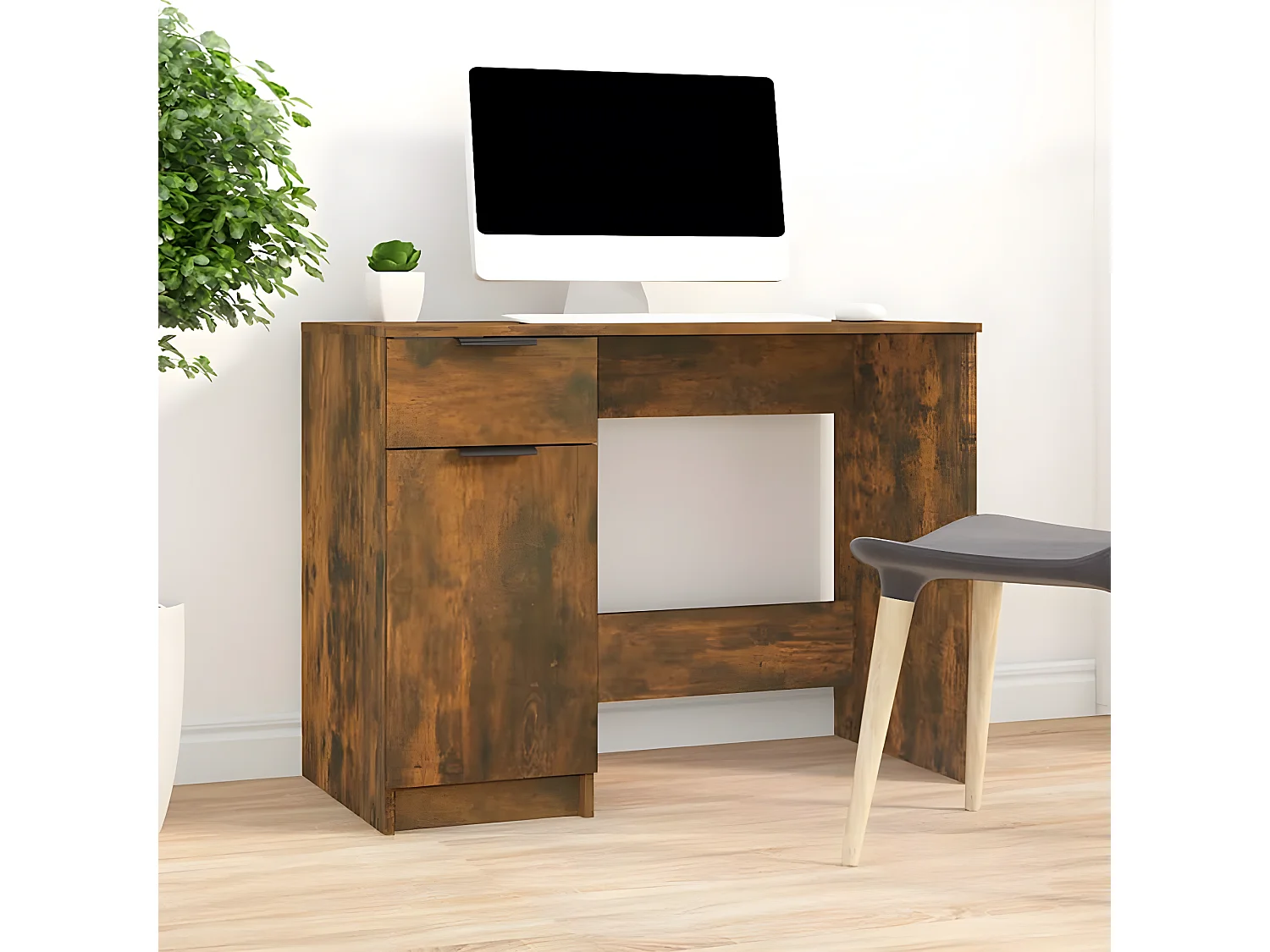 Bureau Chêne fumé 100x50x75 cm Bois d'ingénierie