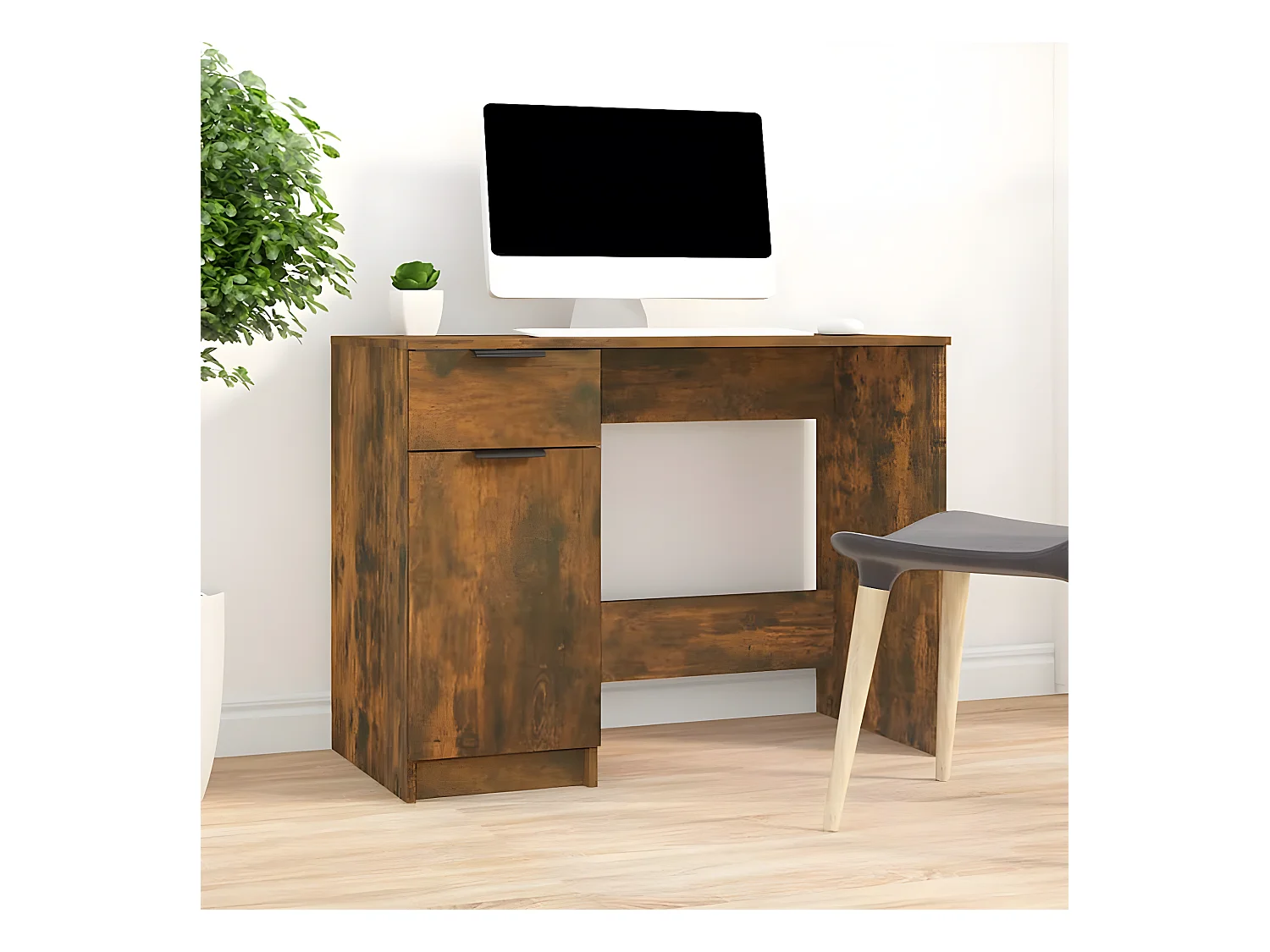 Bureau Chêne fumé 100x50x75 cm Bois d'ingénierie