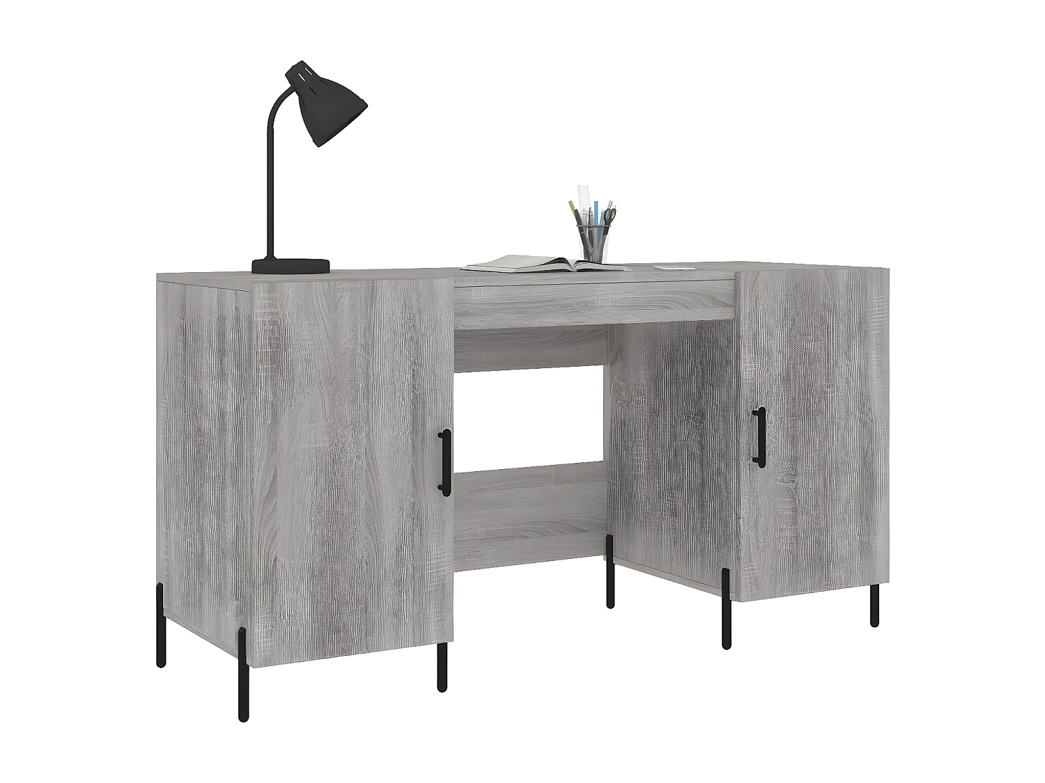 Bureau sonoma gris 140x50x75 cm bois d'ingénierie