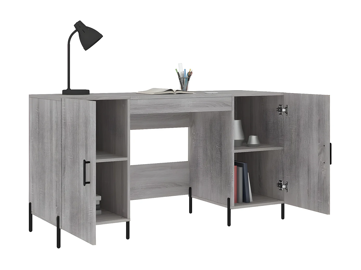 Bureau sonoma gris 140x50x75 cm bois d'ingénierie