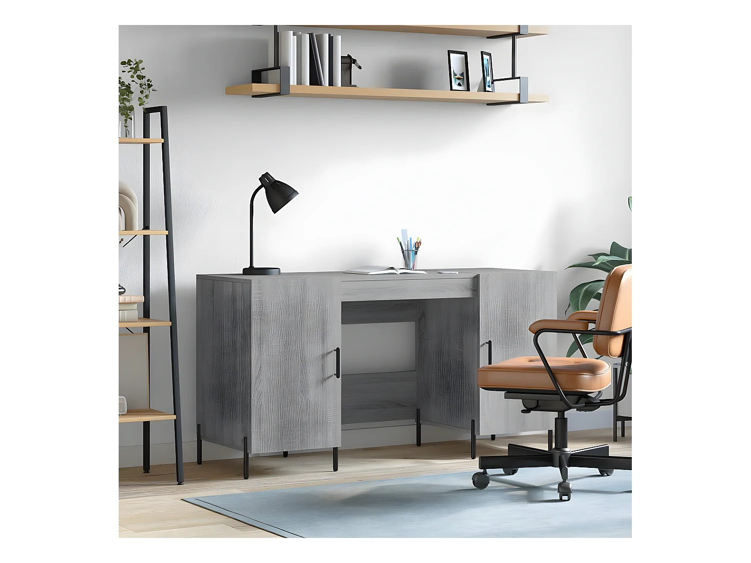 Bureau sonoma gris 140x50x75 cm bois d'ingénierie