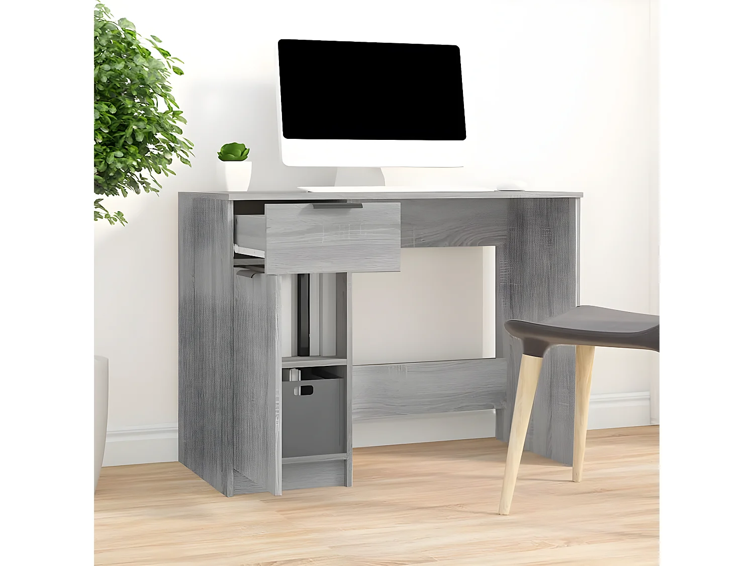 Bureau Sonoma gris 100x50x75 cm Bois d'ingénierie