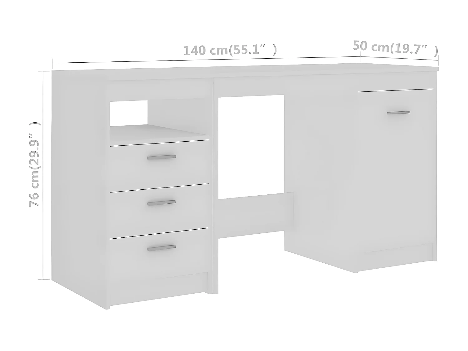 Bureau Blanc 140x50x76 cm Aggloméré