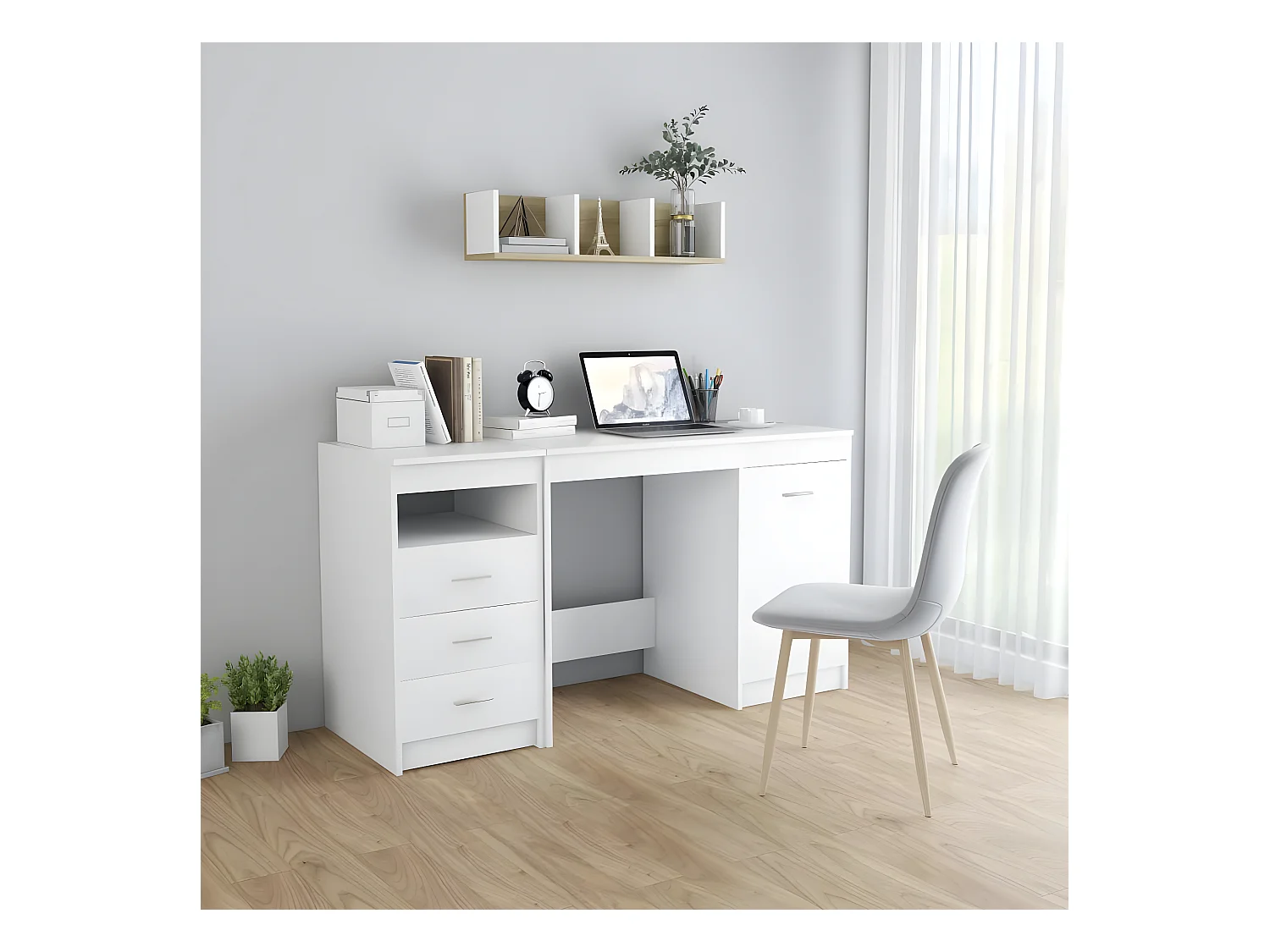 Bureau Blanc 140x50x76 cm Aggloméré