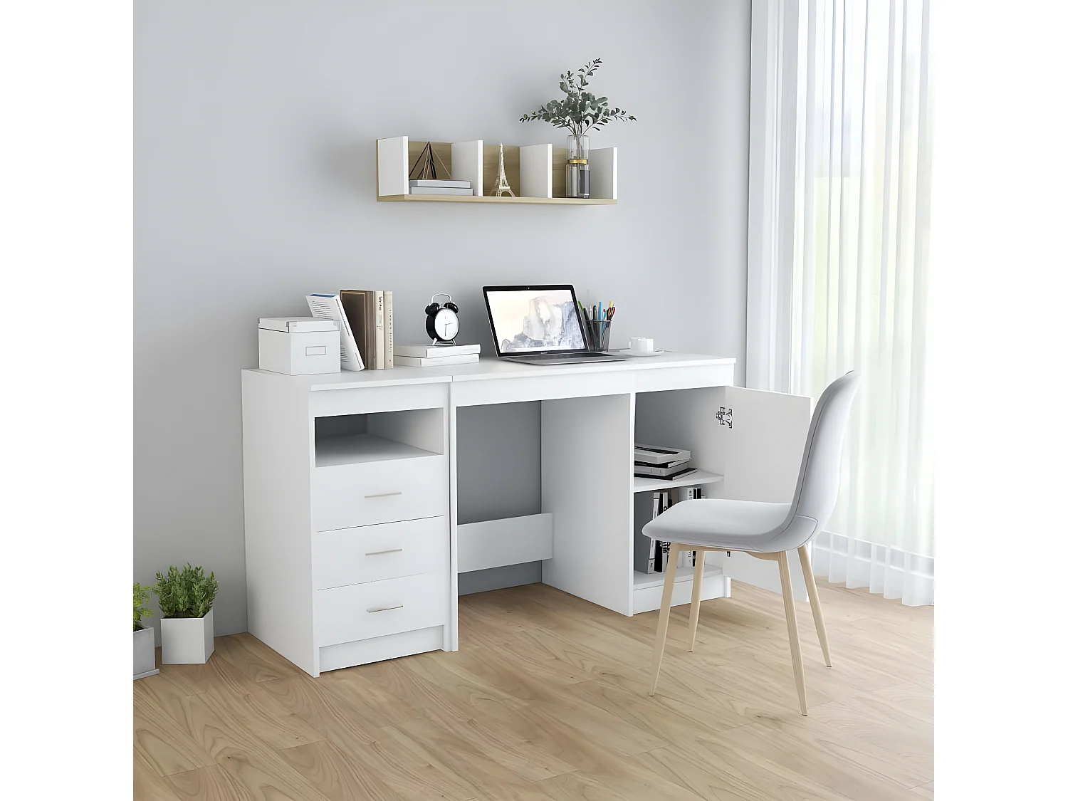 Bureau Blanc 140x50x76 cm Aggloméré