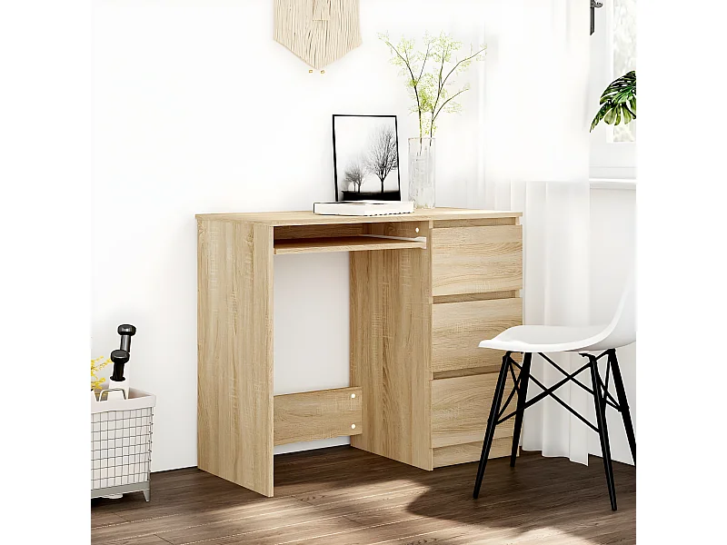 Bureau 90x45x76 cm bewerkt hout sonoma eikenkleurig