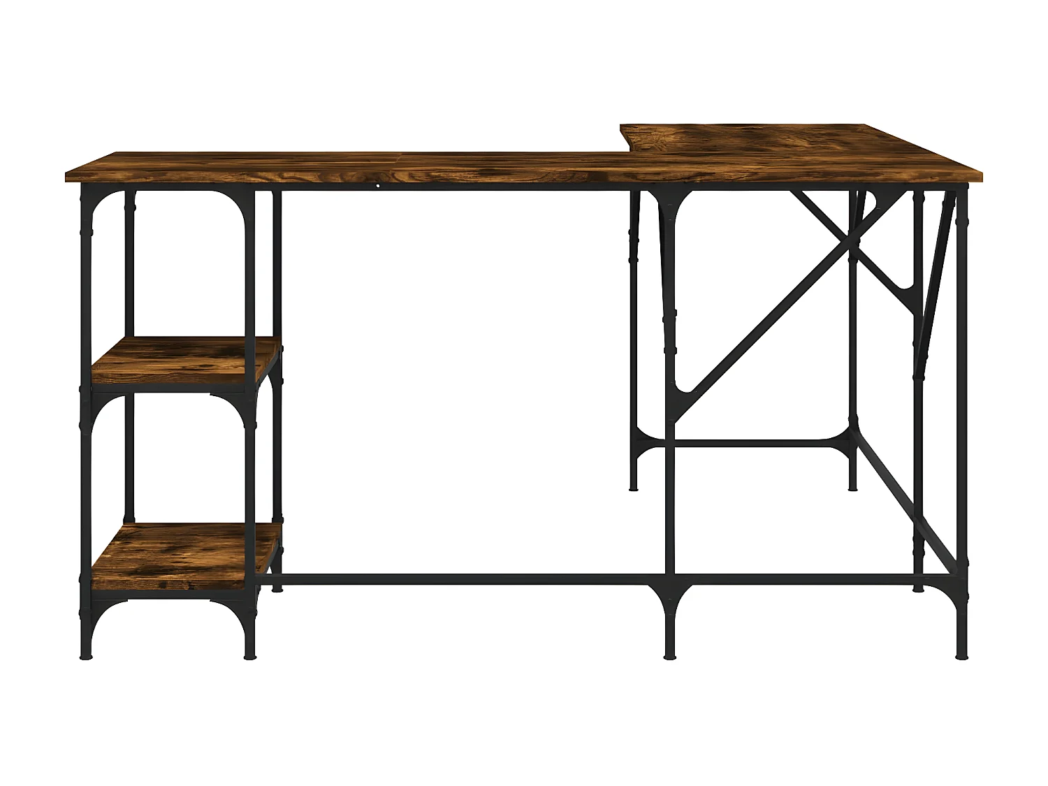 Bureau chêne fumé 139x139x75 cm bois d'ingénierie