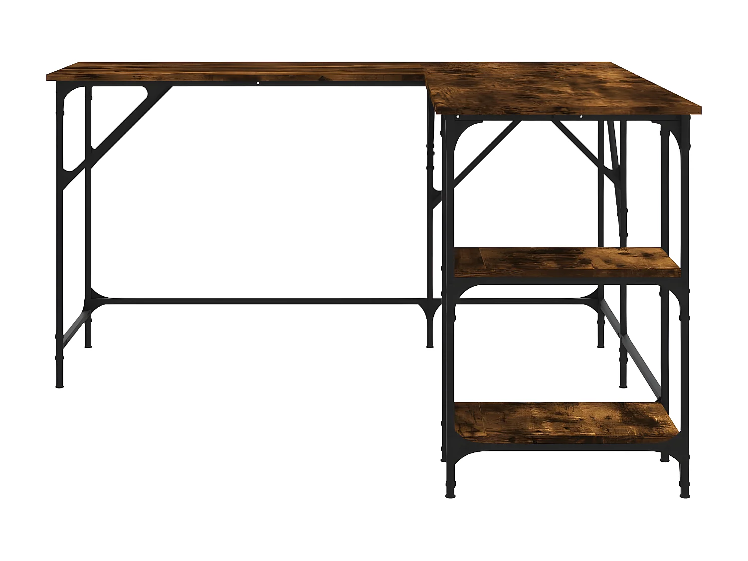 Bureau chêne fumé 139x139x75 cm bois d'ingénierie