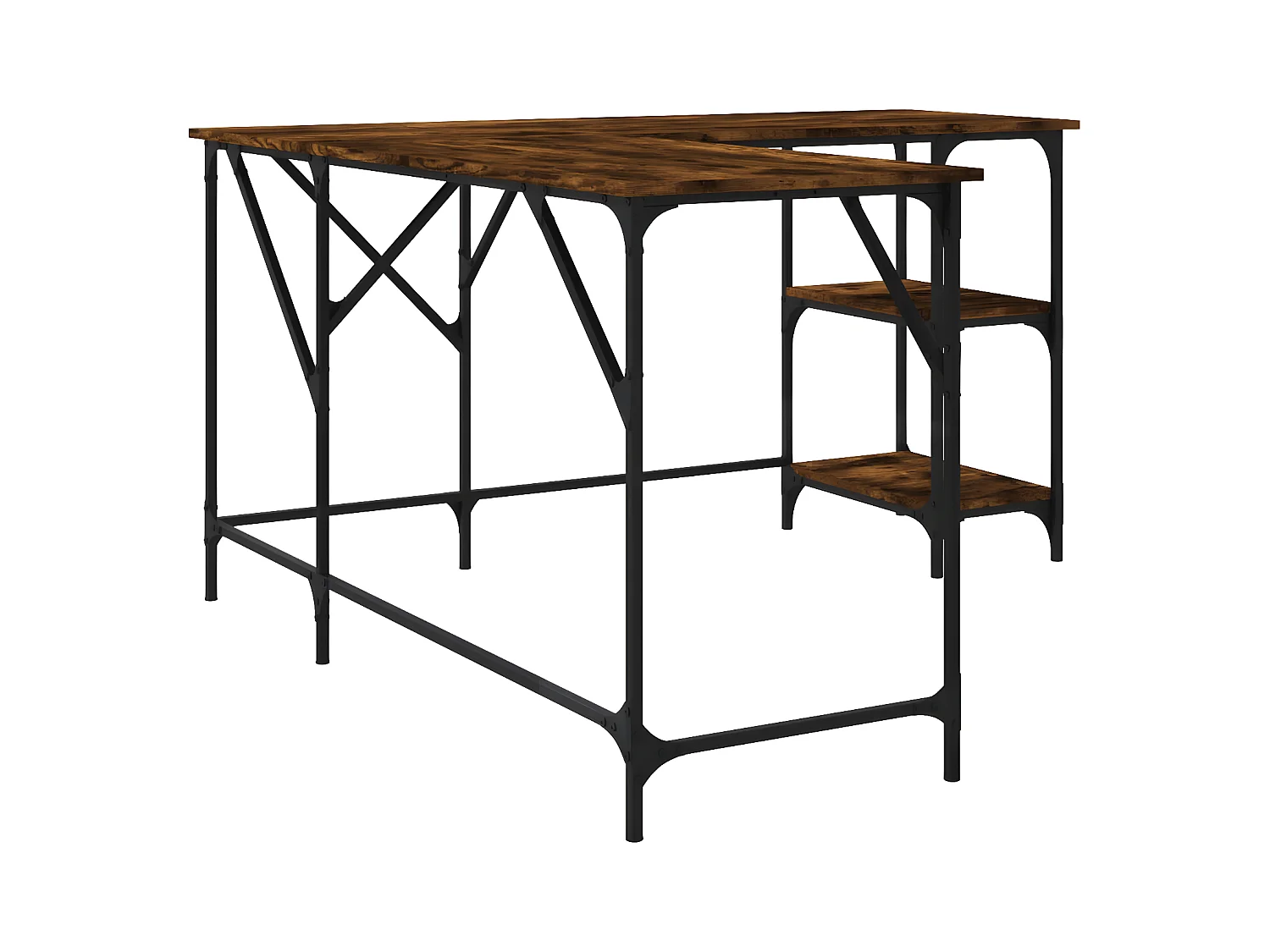 Bureau chêne fumé 139x139x75 cm bois d'ingénierie