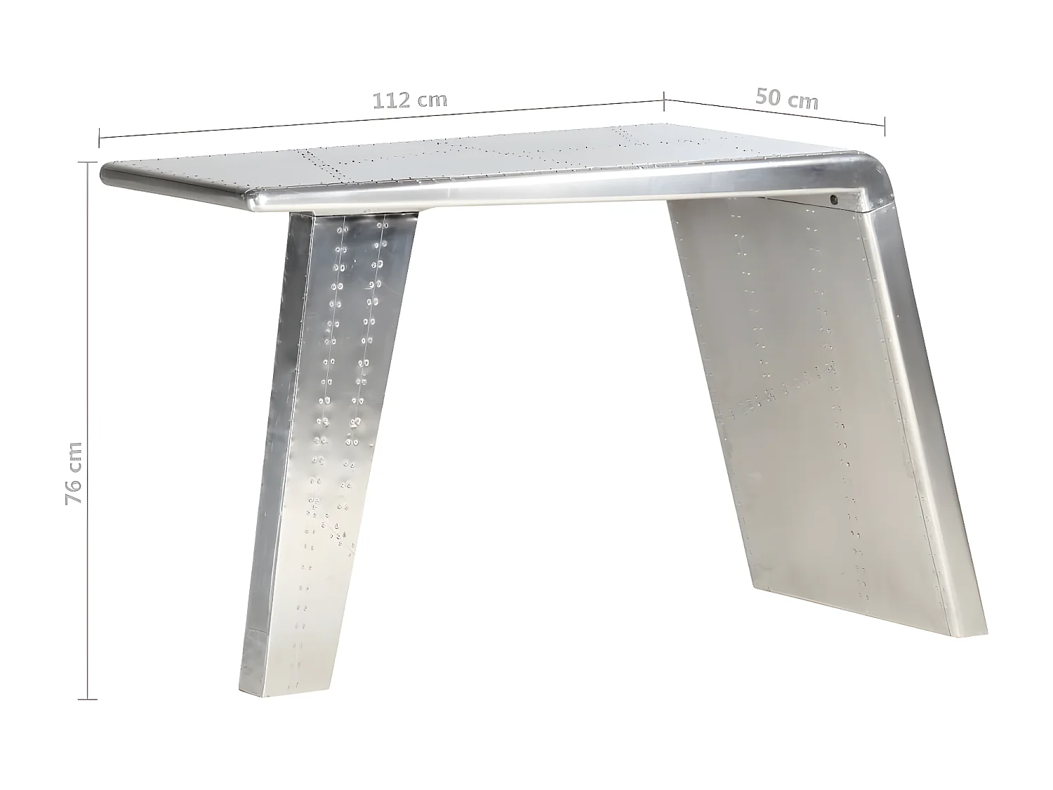 Bureau style avion Argenté 112x50x76 cm Métal