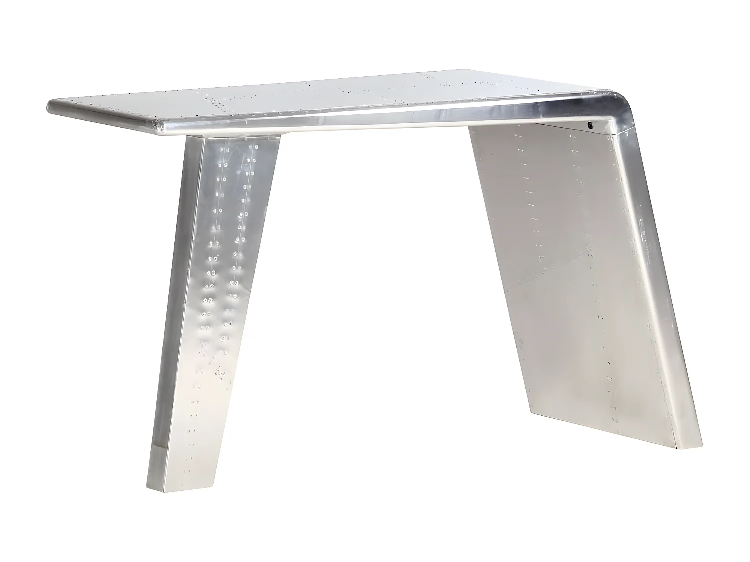 Escritorio de ala de avión metal plateado 112x50x76 cm
