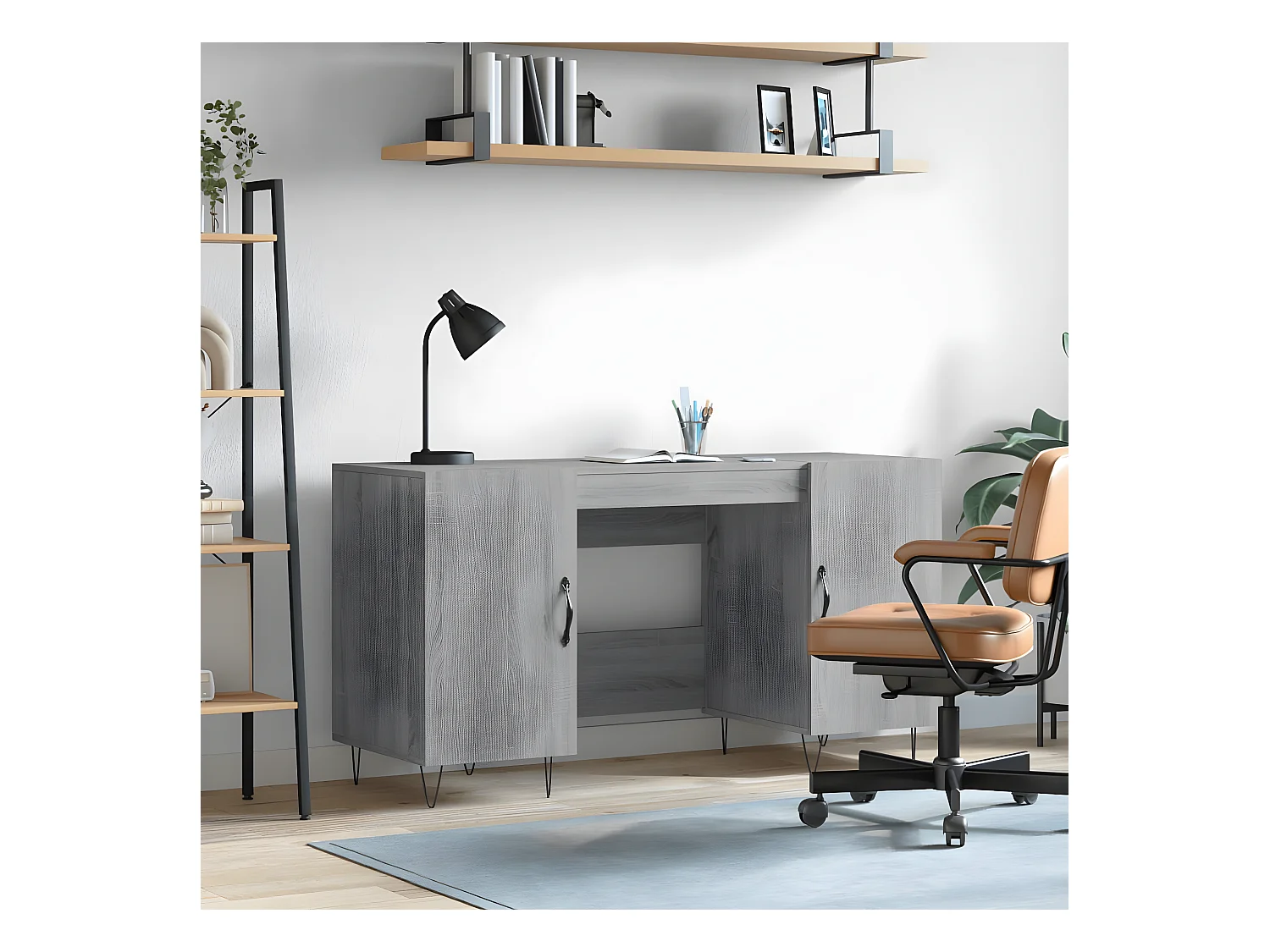 Bureau sonoma gris 140x50x75 cm bois d'ingénierie