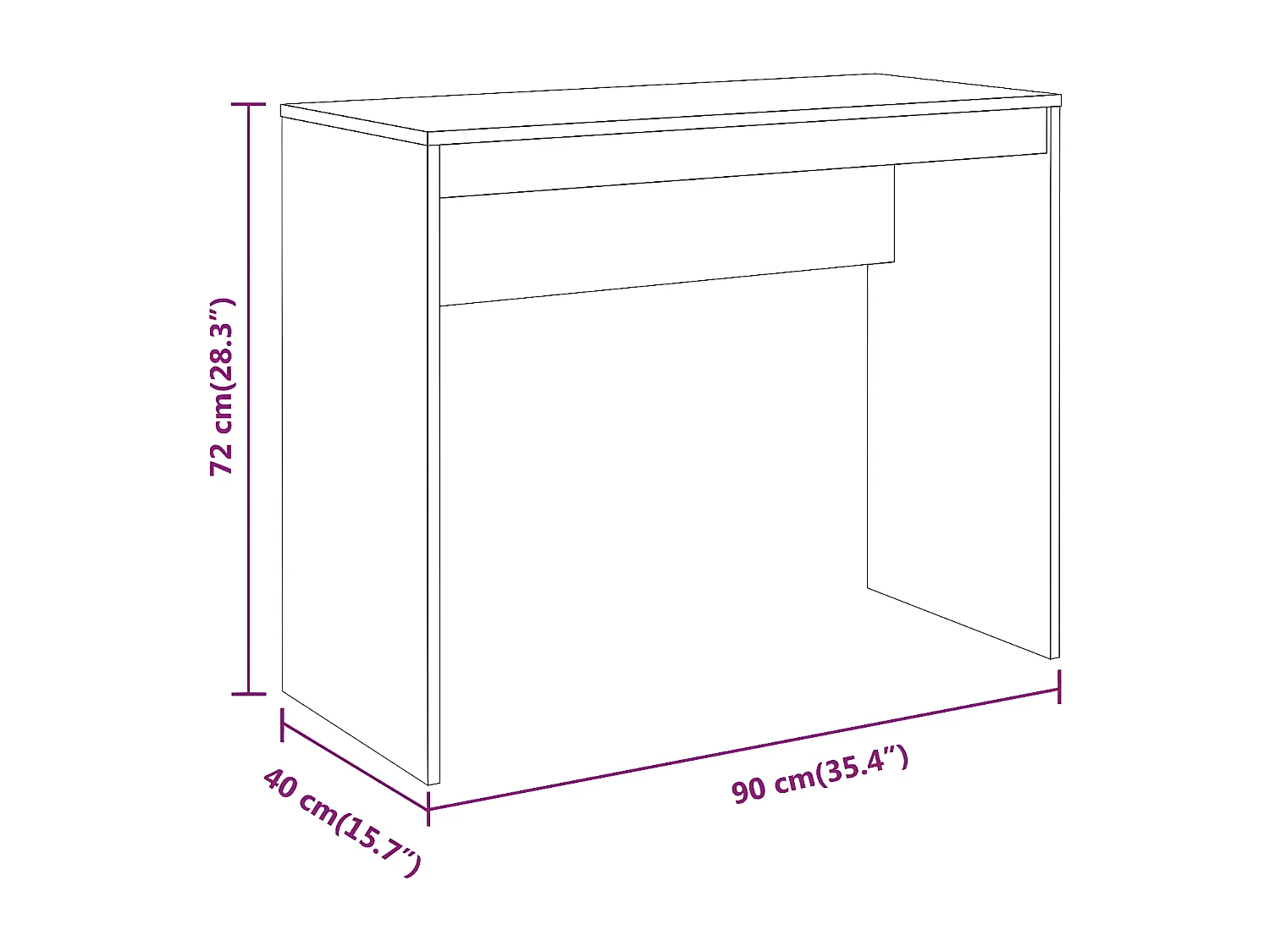 Bureau Chêne fumé 90x40x72 cm Bois d'ingénierie