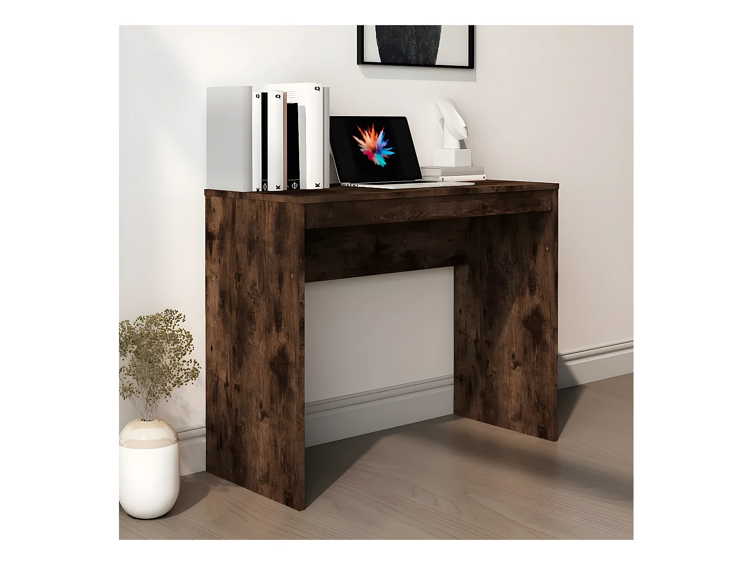 Bureau Chêne fumé 90x40x72 cm Bois d'ingénierie