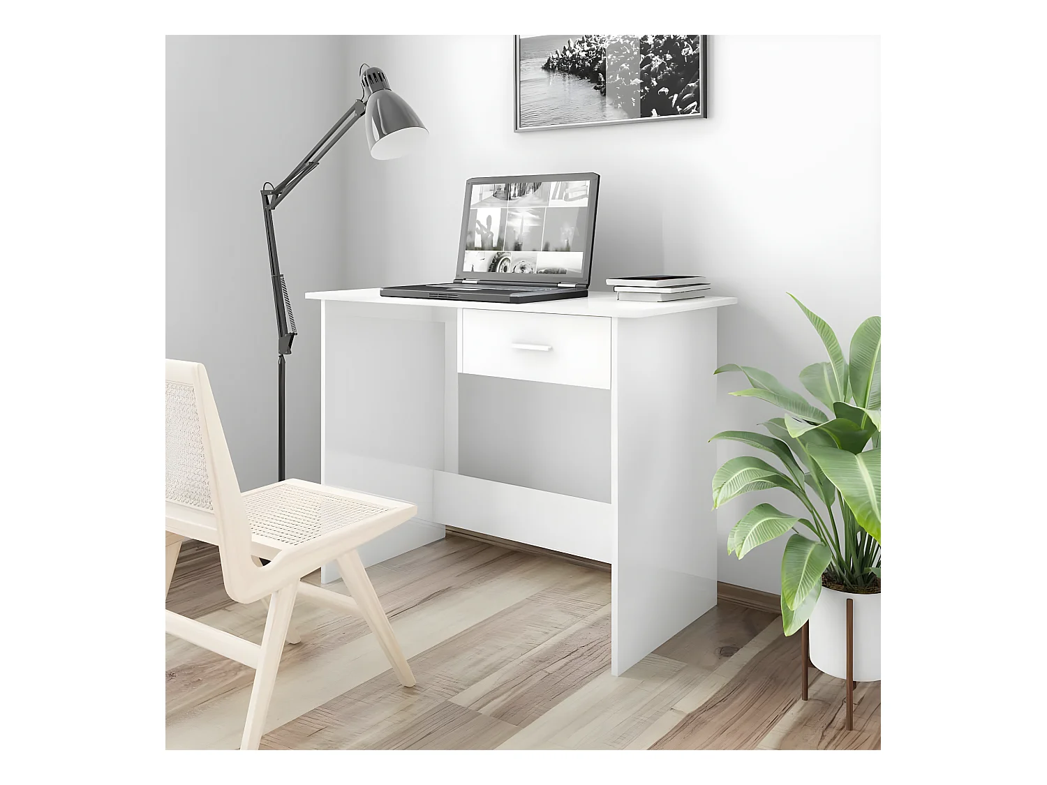 Bureau Blanc brillant 100 x 50 x 76 cm Aggloméré