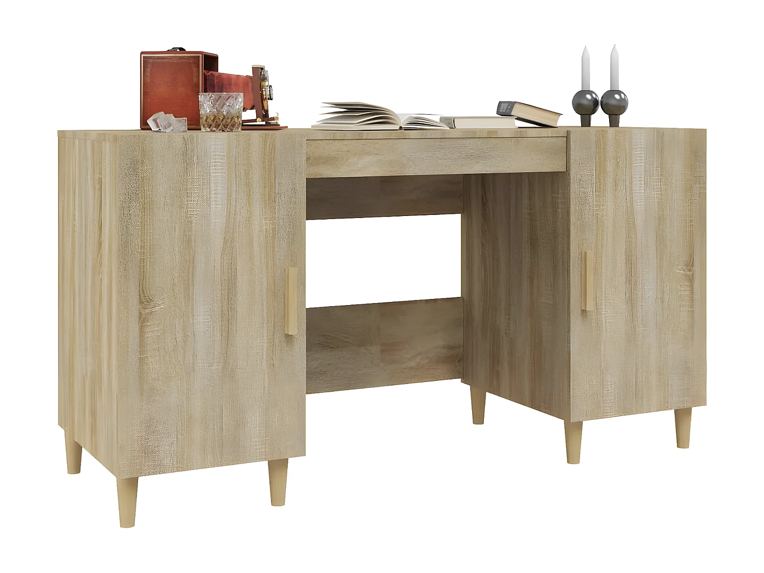 Bureau 140x50x75 cm bewerkt hout sonoma eikenkleurig