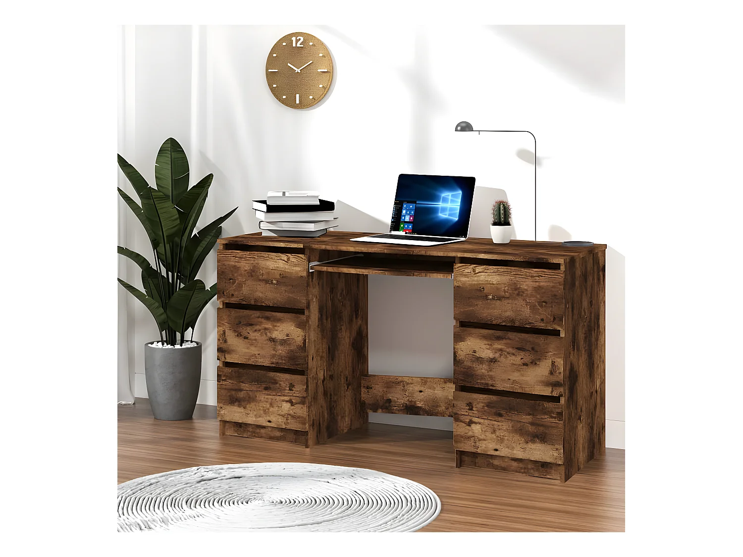 Bureau Chêne fumé 140x50x77 cm Bois d'ingénierie