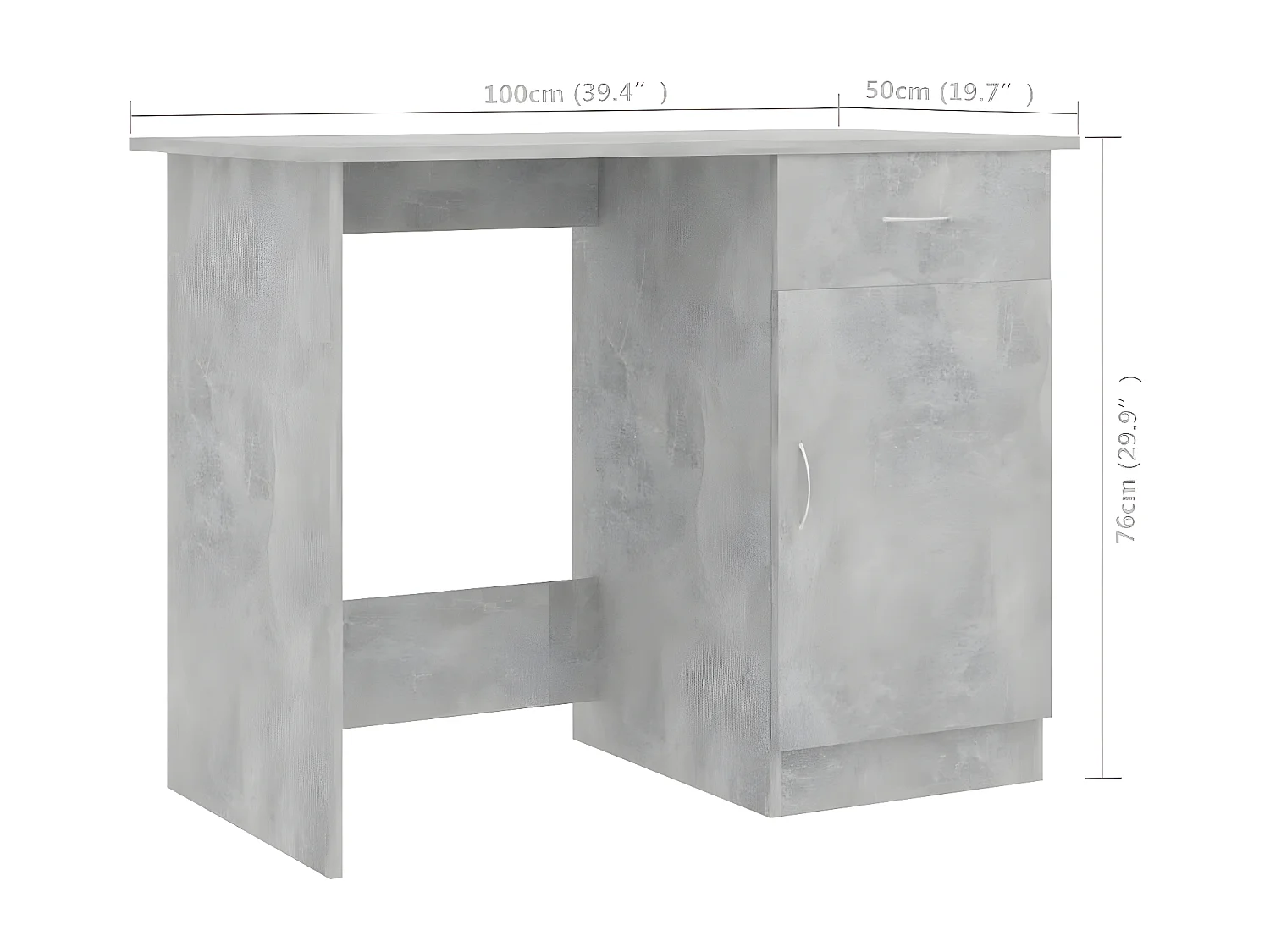 Bureau Gris béton 100 x 50 x 76 cm Aggloméré
