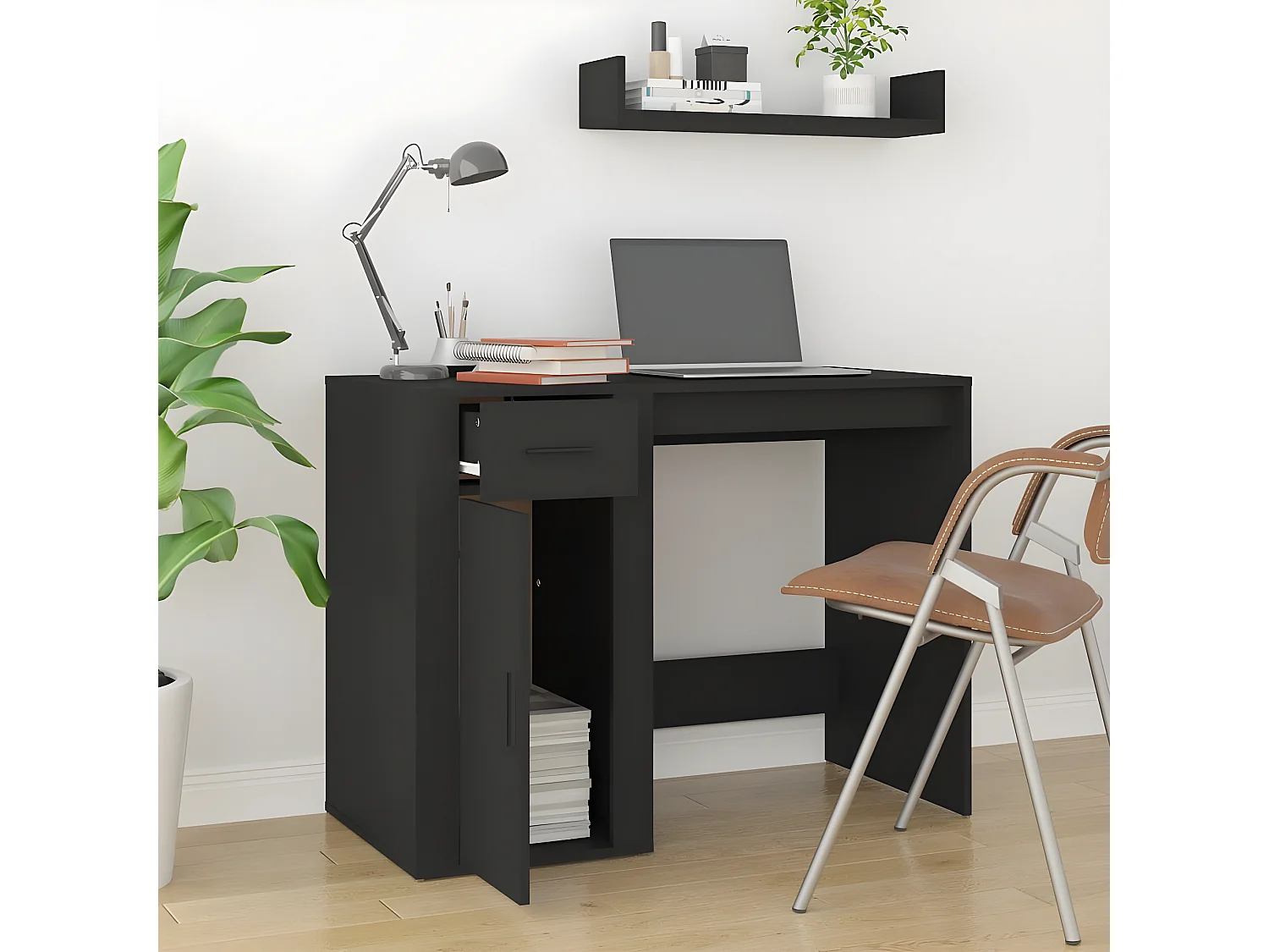 Bureau Noir 100x49x75 cm Bois d'ingénierie