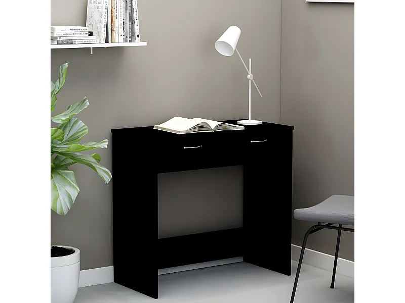 Escritorio de madera contrachapada negro 80x40x75 cm