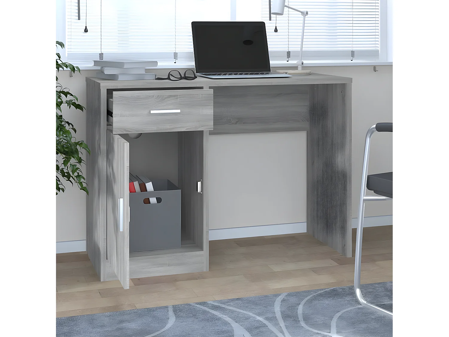Bureau avec tiroir et armoire Sonoma gris 100x40x73 cm