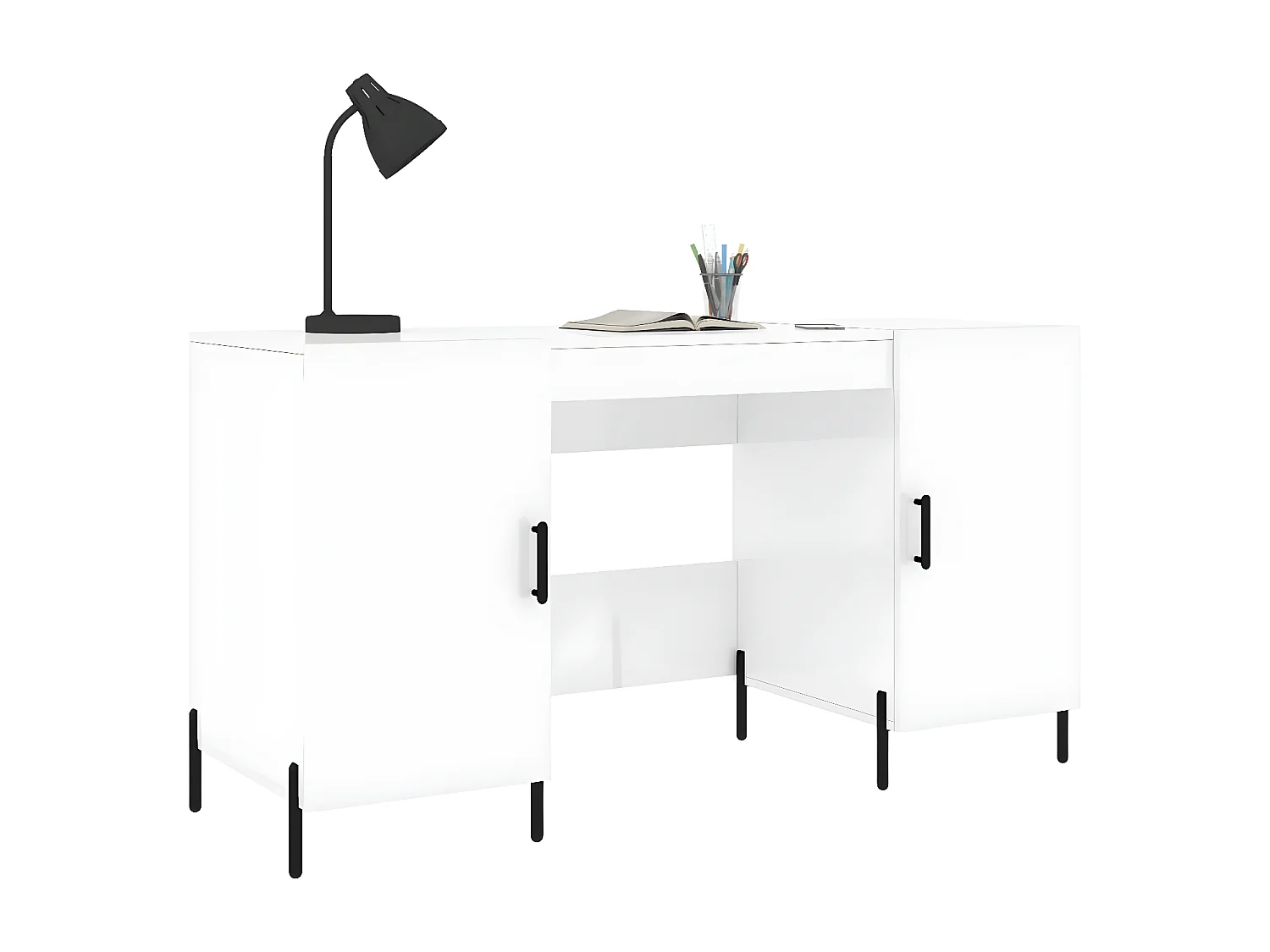 Bureau Blanc brillant 140x50x75 cm Bois d'ingénierie