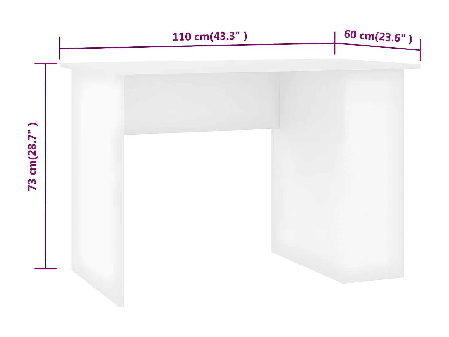 Escritorio de madera contrachapada blanco 110x60x73 cm
