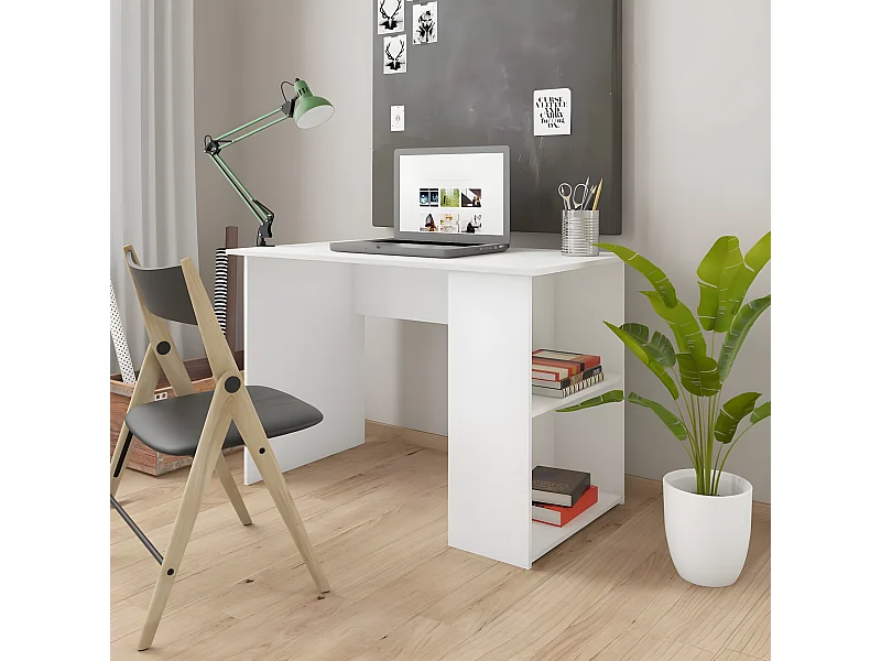 Escritorio de madera contrachapada blanco 110x60x73 cm