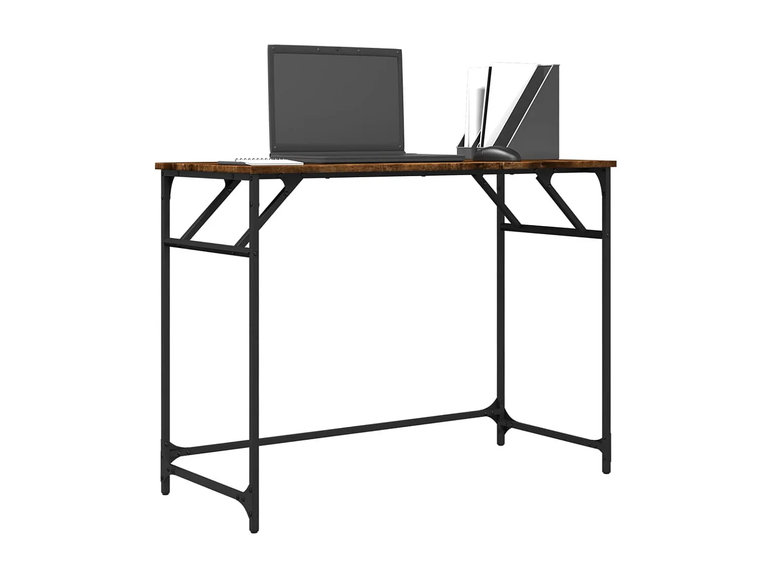 Escritorio madera ingeniería y acero roble ahumado 100x45x76 cm
