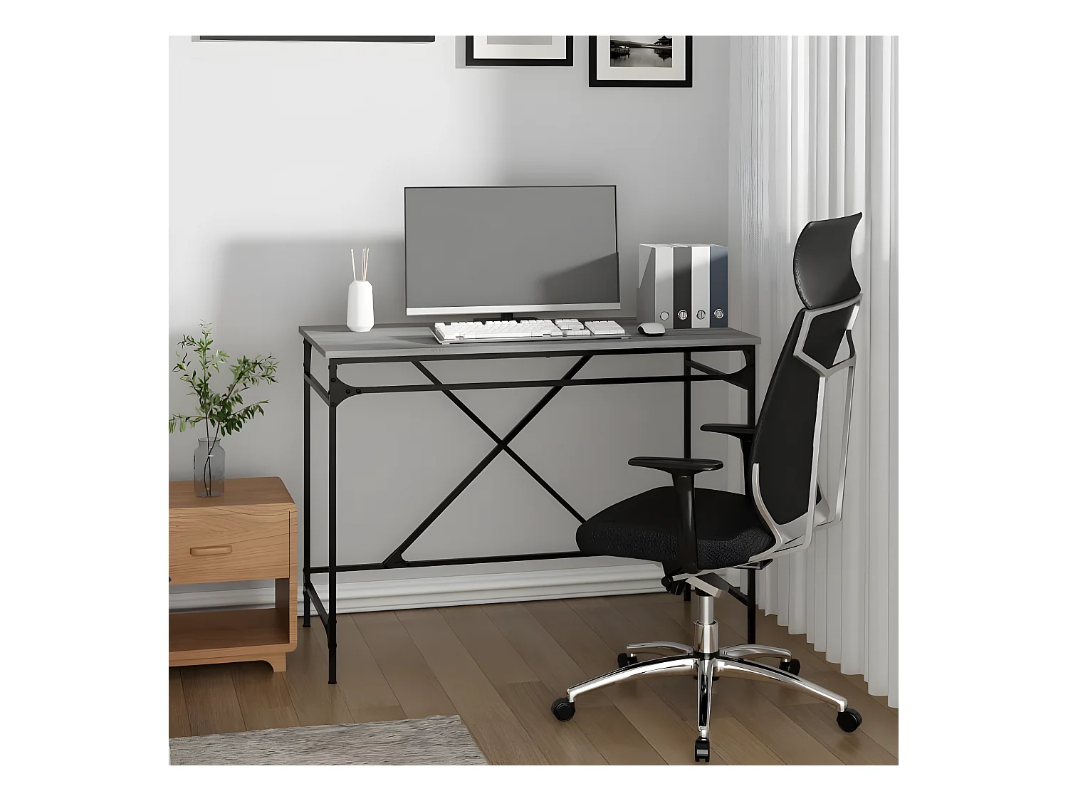 Bureau sonoma gris 100x50x75 cm bois d'ingénierie et fer